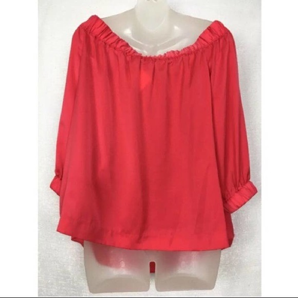 Halogen Shirt Womens XS Tangerine Off Shoulder Peasant Oversized Blouse - Picture 6 of 8